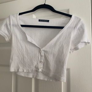 Brandy Melville White Woven Cropped Tshirt